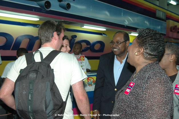 Minister of Tourism, Hon. Edmund Bartlett - Director of Tourism, Basil Smith, and Mayor of Montego Bay, Councilor Charles Sinclair Launch of Winter Tourism Season at Sangster International Airport, Saturday, December 15, 2007 - Sangster International Airport - MBJ Airports Limited, Montego Bay, Jamaica W.I. - Photographs by Net2Market.com - Barry J. Hough Sr, Photographer - Negril Travel Guide, Negril Jamaica WI - http://www.negriltravelguide.com - info@negriltravelguide.com...!