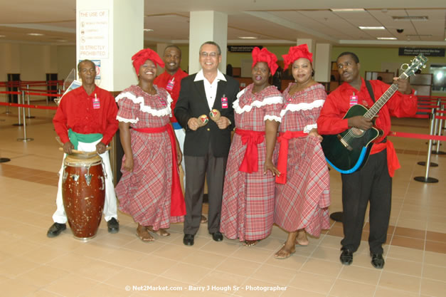 Minister of Tourism, Hon. Edmund Bartlett - Director of Tourism, Basil Smith, and Mayor of Montego Bay, Councillor Charles Sinclair Launch of Winter Tourism Season at Sangster International Airport, Saturday, December 15, 2007 - Sangster International Airport - MBJ Airports Limited, Montego Bay, Jamaica W.I. - Photographs by Net2Market.com - Barry J. Hough Sr, Photographer - Negril Travel Guide, Negril Jamaica WI - http://www.negriltravelguide.com - info@negriltravelguide.com...!