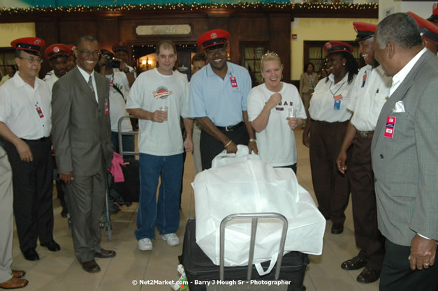 Minister of Tourism, Hon. Edmund Bartlett - Director of Tourism, Basil Smith, and Mayor of Montego Bay, Councillor Charles Sinclair Launch of Winter Tourism Season at Sangster International Airport, Saturday, December 15, 2007 - Sangster International Airport - MBJ Airports Limited, Montego Bay, Jamaica W.I. - Photographs by Net2Market.com - Barry J. Hough Sr, Photographer - Negril Travel Guide, Negril Jamaica WI - http://www.negriltravelguide.com - info@negriltravelguide.com...!