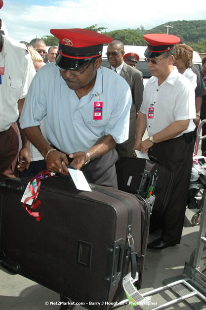 Minister of Tourism, Hon. Edmund Bartlett - Director of Tourism, Basil Smith, and Mayor of Montego Bay, Councillor Charles Sinclair Launch of Winter Tourism Season at Sangster International Airport, Saturday, December 15, 2007 - Sangster International Airport - MBJ Airports Limited, Montego Bay, Jamaica W.I. - Photographs by Net2Market.com - Barry J. Hough Sr, Photographer - Negril Travel Guide, Negril Jamaica WI - http://www.negriltravelguide.com - info@negriltravelguide.com...!