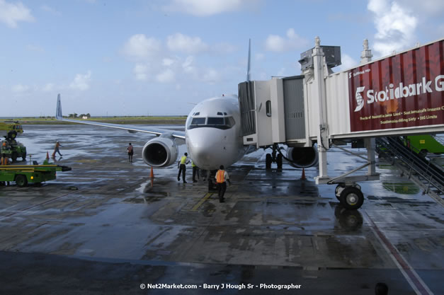 MBJ Airports Limited Welcomes WestJet Airlines - Inaugural Scheduled Service From Toronto Pearsons International Airport - Monday, December 10, 2007 - Sangster International Airport - MBJ Airports Limited, Montego Bay, Jamaica W.I. - Photographs by Net2Market.com - Barry J. Hough Sr, Photographer - Negril Travel Guide, Negril Jamaica WI - http://www.negriltravelguide.com - info@negriltravelguide.com...!