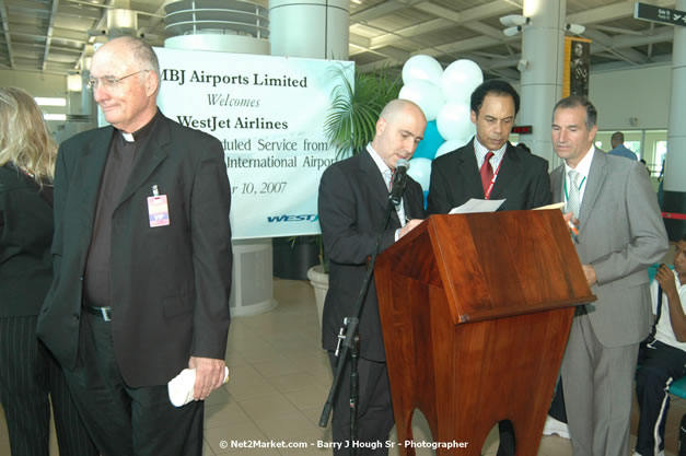 MBJ Airports Limited Welcomes WestJet Airlines - Inaugural Scheduled Service From Toronto Pearsons International Airport - Monday, December 10, 2007 - Sangster International Airport - MBJ Airports Limited, Montego Bay, Jamaica W.I. - Photographs by Net2Market.com - Barry J. Hough Sr, Photographer - Negril Travel Guide, Negril Jamaica WI - http://www.negriltravelguide.com - info@negriltravelguide.com...!