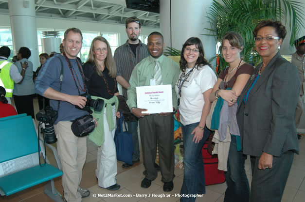 MBJ Airports Limited Welcomes WestJet Airlines - Inaugural Scheduled Service From Toronto Pearsons International Airport - Monday, December 10, 2007 - Sangster International Airport - MBJ Airports Limited, Montego Bay, Jamaica W.I. - Photographs by Net2Market.com - Barry J. Hough Sr, Photographer - Negril Travel Guide, Negril Jamaica WI - http://www.negriltravelguide.com - info@negriltravelguide.com...!