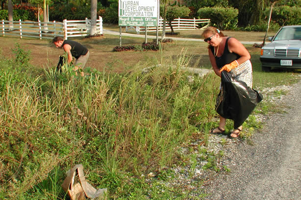 Volunteers Clean-Up Roadside Entrance to Negril - Negril Travel Guide